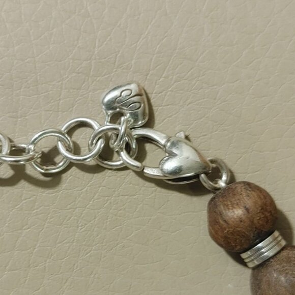 Brighton Kismet Brown Wooden and Silver-Tone Necklace Graduating Bead Chunky 18 - Picture 3 of 12